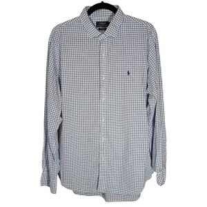 Polo Ralph Lauren 100% Cotton Stretch Men Shirt Button Up Checked Classic Fit XL